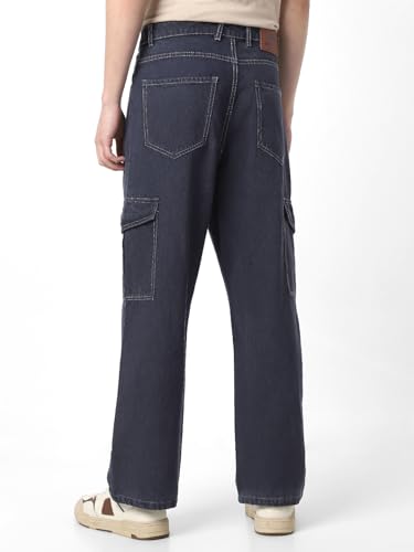 Image of Neostreak Men's Loose Baggy Fit Washed Cargo Jeans with 6 Pockets Non-Stretchable