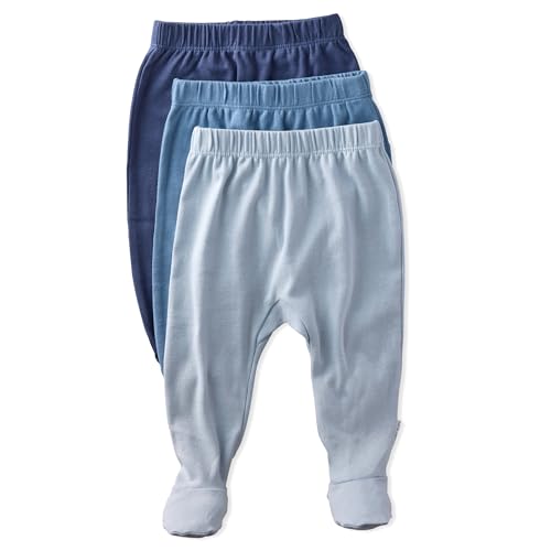 Image of Butterblu Baby Fallon 3-Pack Footed Pants 100% Organic Cotton Bottoms for Baby Boys & Girls