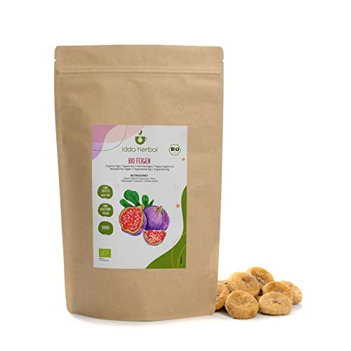 Higos Secos Orgánicos (500g), Higos Secos Enteros de Cultivo Orgánico, 100% Naturales y Puros, Snack de Fruta Listo para Comer, Vegano