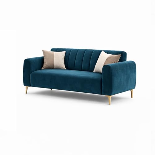 Image of Habibi Rich Velvet Suede 3+2 Seater Sofa Set | Spacious Soft Touch Comfort Seating | 5 Person Seating | Modern Living Room Sofa Set (Green Teal)