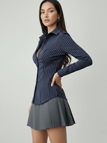 Image of Aahwan Stipred Front Button Long Sleeve Casual Shirt for Women's & Girl's
