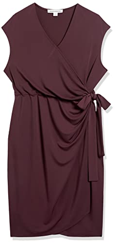 Amazon Essentials Women's Classic Cap Sleeve Wrap Dress (Available In Plus Size), Burgundy, Medium #TOP5