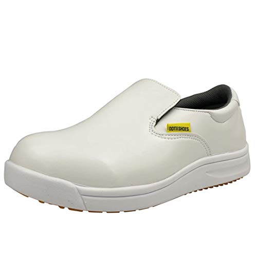 DDTX Calzado de Trabajo para Hombres Antideslizante Ligeros y Transpirable Zapatos de Trabajo de Cocina Blanco Talla 46