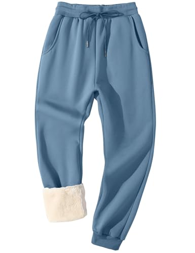 Flygo Men's Fleece Lined Sherpa Sweatpants Winter Warm Pants Jogger Lounge Athletic Pant with Pockets
