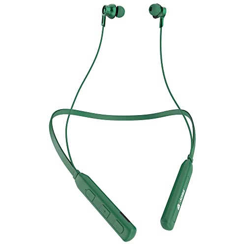 Aroma® NB119 Jersey Bluetooth Wireless Headset Neckband with Long Lasting Playtime 48 Hrs, Smart Voice Assistant, Dual Pairing, Sweat & Splash Proof, Best for Gaming, Running, Workout (Green)