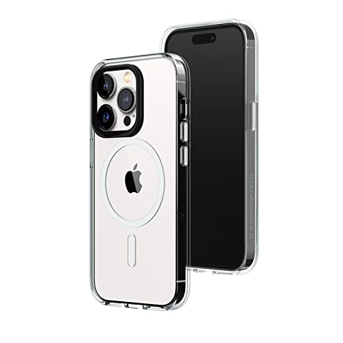 RhinoShield Crystal Clear Case Compatible with iPhone 14 Pro | Advanced Yellowing Resistance, High Transparency, Protective and Customizable Clear Phone Case - Black Camera Ring