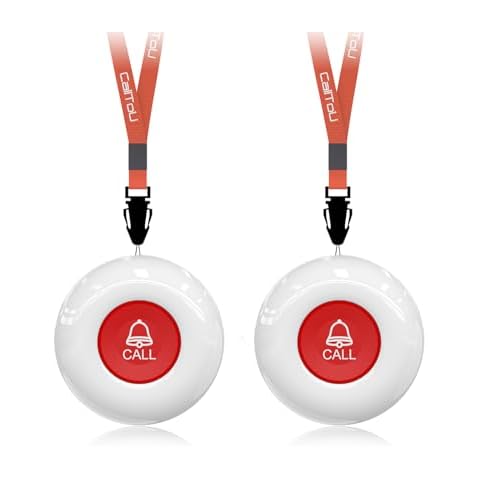 CallToU Wireless Call Buttons for Caregiver Pager and Restaurant Calling Pager Waterproof 500+ Feet Operating Range for Elderly/Patient/Disable（Need to Be Paired with Receiver to Work） Cover