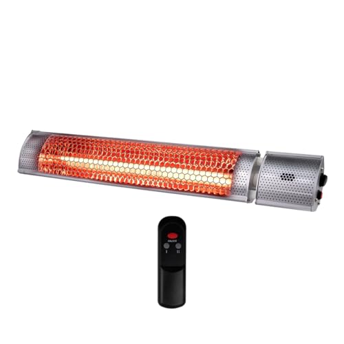 alpina Chauffage Extérieur Terrasse 2000W – Radiateur Électrique Infrarouge avec Télécommande – Chauffage Infrarouge - Montage Plafond ou Mural – Étanche...