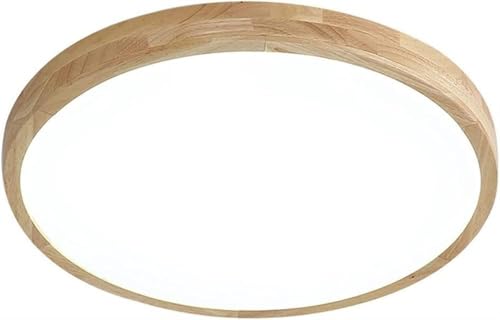 Wooden Flush Mount Ceiling Lamp 3000K/4000K/5000K Selectable Round Led Ceiling Light Fixture Black Compatible with Bedroom Kitchen Entryway Dining Room