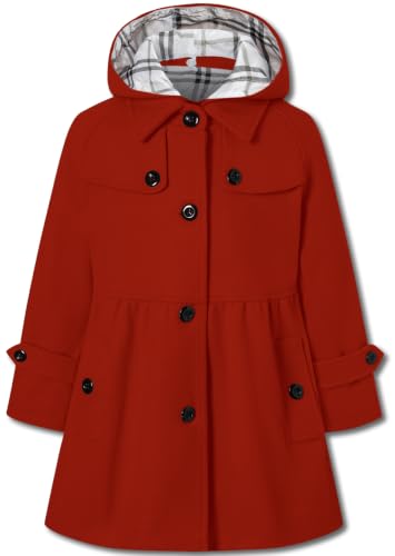 Image of Betusline Girls' Dress Coat, Kids Hoodie Wool Blend Coats Fall Winter Outerwear Peacoat,2-14 Years