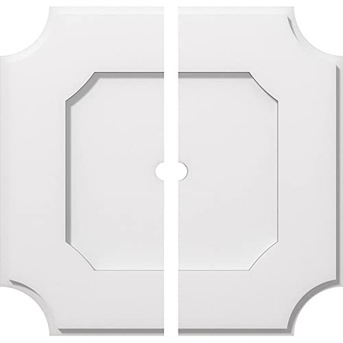 Image of Ekena Millwork CMP18LE2-01000 Locke Architectural Grade PVC Contemporary, Two Piece Urethane Ceiling Medallions 18 inchOD x 1 inchID x 10 3 /4 inchC x 1 inchP