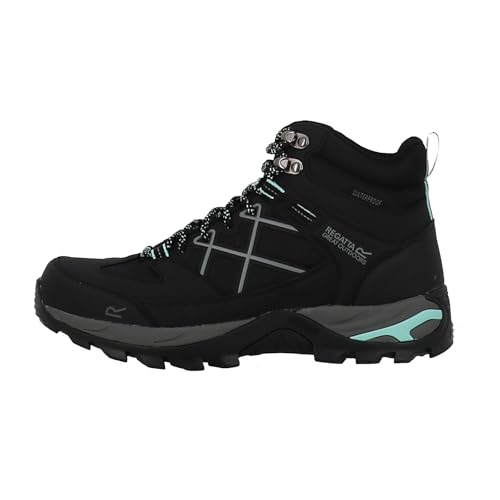 Regatta Women's Samaris III Walking Boots, Botas para Senderismo Mujer, Negro Blanqueado Aqua, 39 EU