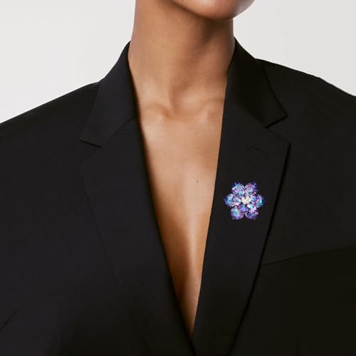 Image of Large Crystal Flower Brooch Pin for Women Red purple pink green Rhinestone Flower Lapel Pin Wedding Party Birthday Dance Banquet Dress Suit Ceremony Clothes Hat Bag Accessories Jewelry