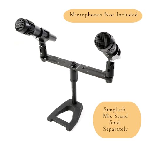 Image of Stereo Array Spacing Microphone Mount with Ruled Markings - Holds 2 Mics - X-Y and ORTF Mic T-Bar Bracket, Fits 3 /8 inch and 5 /8 inch Mic Stands with Included Adapter (MIC-BAR-CLIP-MARK)