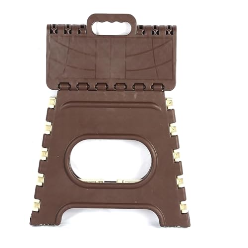 Image of U-MAX 12 Inch Portable Folding Step Stool, Compact, Lightweight & Durable for Kitchen, Bathroom, Outdoor Use (Brown-Ivory)