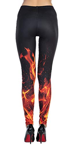 Ndoobiy Printed Leggings Basic Cheap Patterned Leggings Workout Leggings For Women Girls Spandex Leggings L2(Fire Os) #TOP3