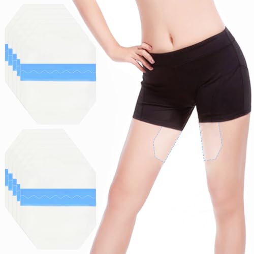 Thigh Lift Anti Chafing Friction Tape Pads, Invisible Transparent Waterproof Adhesive Thigh Inner Protection Skin Patches, Prevents Chafe Wear Resistant Thin Sticker Pad, 10PCS