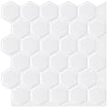 WalDecoo Hexagon Tile Peel and Stick Backsplash, 10 Sheets Premium 3D Self Adhesive Wall Tiles Stick on Backsplash, White Peel and Stick Tile for Kitchen and Bathroom(12" x 12")