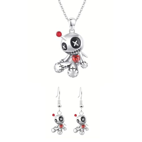 hokojix Charm Alloy Cursed Toy Jewelry Set Necklace and Earrings Accessory for Trendy Outfits
