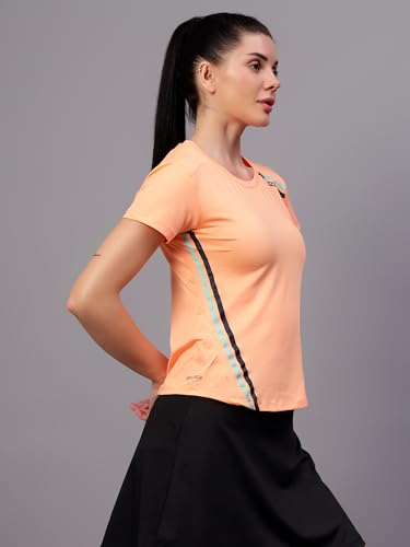 Image of Vector X Women's Plain Round Neck T-Shirt, Half Sleeves, Regular Fit, 80% Polyester 20% Spandex Lightweight Casual Sportswear Shirt Ideal for Gym Fitness Workout, Running, Yoga & Training