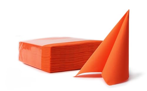 VelaHub Soft Point 50 Serviettes jetables, de qualité supérieure, 38 x 38 cm, pliage en 1/4, orange