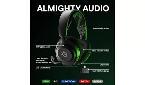 Image of SteelSeries Arctis Nova 4X Wireless - Multi-Platform Gaming Headset - 2.4GHz High-Speed Wireless - 2 Hour Battery Life - USB-C - ClearCast Gen 2 Microphone - Xbox Series X|S, PC, PS5, Switch