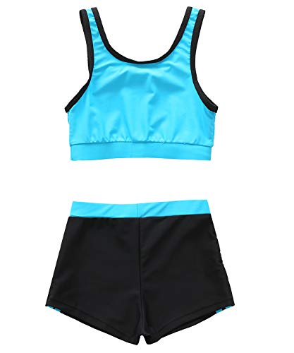 HowJoJo Big Girls Two Piece Tankini Swimsuit Green Floral Bathing Suit Swimwear Size 14/12-144