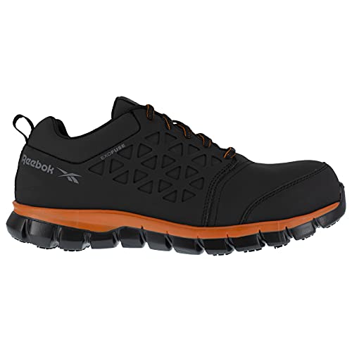 Reebok Men's Rb4050 Sublite Cushion Safety Athletic Work Composite Toe Shoe Black and Orange2