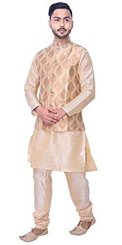 Image of Men's Silk Kurta Pajama Jacket /Waistcoat /Blazer Set