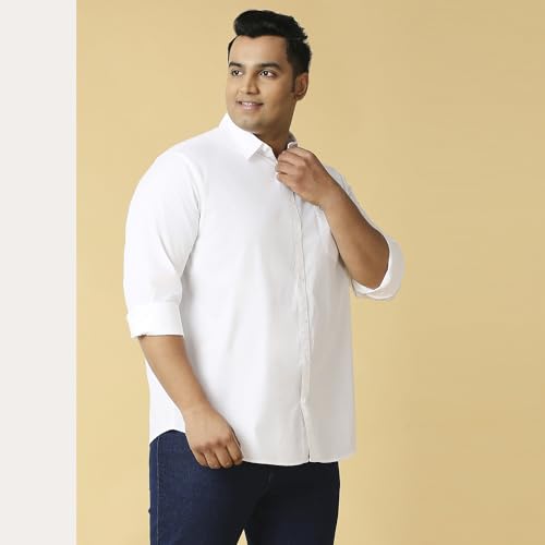 Image of Thomas Scott Men's Plus Size Cotton Casual Shirt | Regular Fit | Long Sleeves | Spread Collar | Solid | Soft & Breathable | Everyday Comfort Shirt for Men