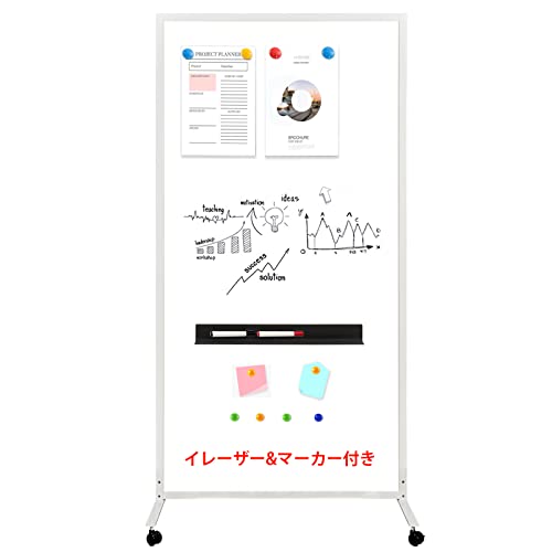 幅1800mm　自立　ホワイトボード　片面　キャスター付き【引き取り限定】 展示パネル 三つ折り 両面ホワイトボード 幅1800×奥行555×高さ1775mm