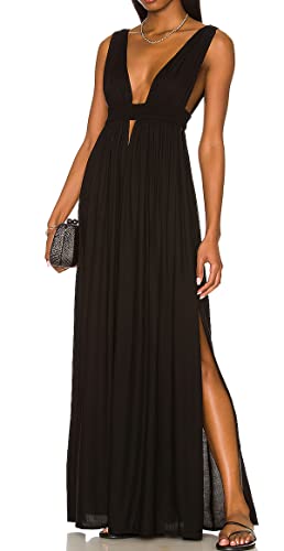 R.Vivimos Boho Dress for Women Sexy Deep V Neck Sleeveless Hollow...