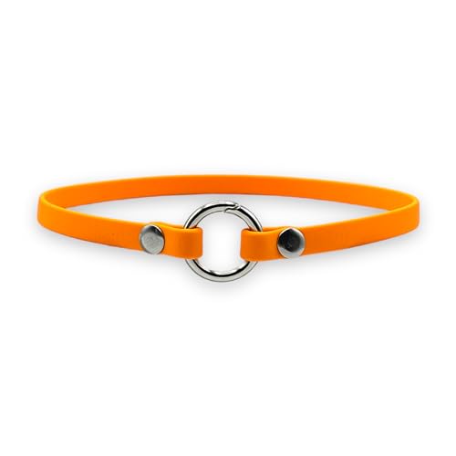 Markenhalsband 'Classic' aus BioThane® für Hunde- oder Steuermarken | dünn & leicht (Neon-Orange)