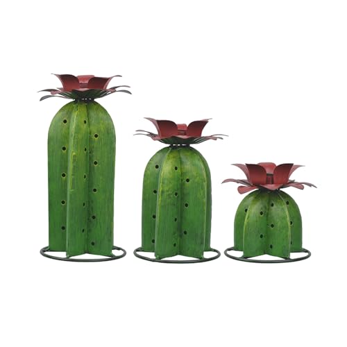Red Carpet Studios Outdoor Light Sculpture - Solar Powered LED Lighted Cactus Garden D&eacute;cor, Set of...