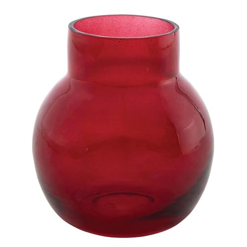 47th & Main Flower Vases Modern Shaped Glass Small Bud Vase for Home Dcor 3.25 Diameter x 3.75 Tall Ruby