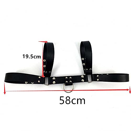 Goobester Mens Chest Strap Leather Harness Adjustable Buckle Features Leather Bondage4