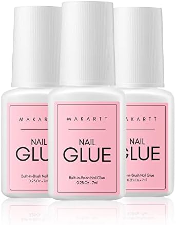 Makartt 3PC Nail Glue Acrylic Nails, Brush on Nail Glue for Nail Repair, Professional Super False Nail Adhesive Glue for Broken Nails Long Lasting S-05