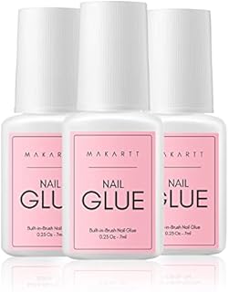 Makartt 3PC Nail Glue Acrylic Nails, Brush on Nail Glue for Nail Repair, Professional Super False Nail Adhesive Glue for Broken Nails Long Lasting S-05
