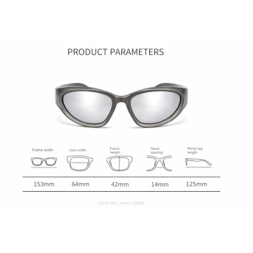 Image of Dervin UV Protected Wraparound Y2K Sunglasses for Men & Women, Full Rim Trending & Stylish Sports Shades