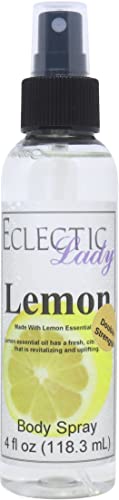 Eclectic Lady Lemon Body Spray, Double Strength, 4 ounces, Body Mist for Women with Clean, Light & Gentle Fragrance, Cologne with Soft, Subtle Aroma For Daily Use