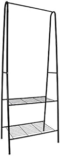 The Hanger Store Black Metal Coat Stand with 2 Tier Shoe Rack 160cm