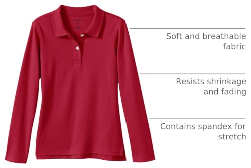 Image of Lands' End School Uniform Girls Long Sleeve Feminine Fit Interlock Polo Shirt