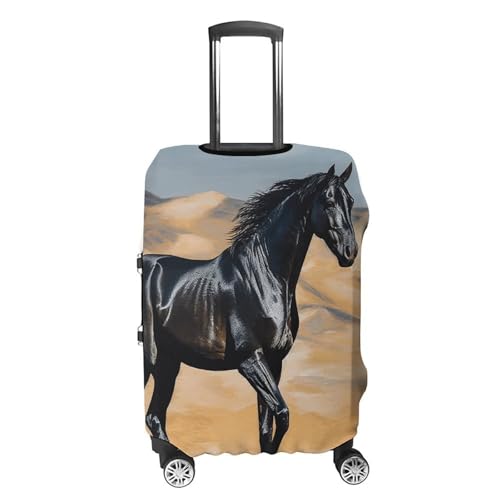 Black Arabian Horse Luggage Cover, Elastic Luggage Protector Fits 19-32in Suitcases, Washable & Anti-Scratch Suitcase Cover for Men Women S4