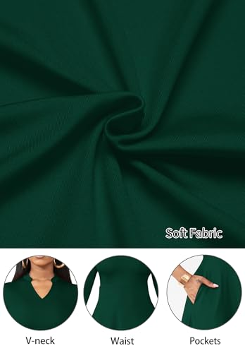 Image of Nmoder Casual Dresses for Women Semi Formal Fit and Flare 3 /4 Sleeve A-line Church Work Dress with Pockets