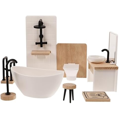 ERINGOGO Miniature Dollhouse Bathroom Furniture Set Cover