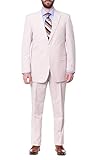 Emigre Classic Fit Blue Pinstriped Two Button Cotton Seersucker Suit (Brown, Numeric_44)