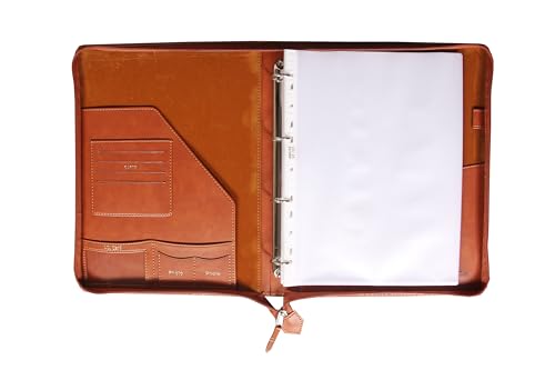 Image of Sukeshcraft PU Leather Document Holder, A4 Size Portfolio with 25 Sleeves, Brown File Folder for Certificates, Documents