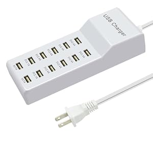USB Charging Station with 12 Port Power Strip Fast Charging hub for Multiple Devices Compatible with Cell Phones Tablets Laptops (12 USB Ports)