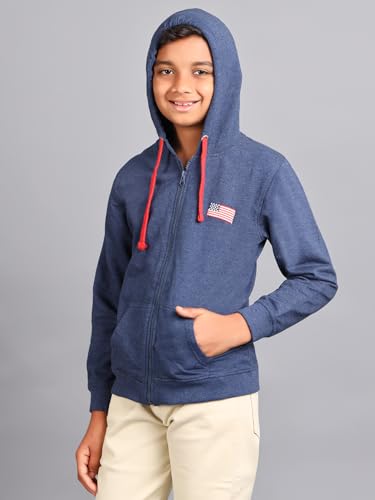 Image of ZION Hoodies for Boys - Cotton Hoodies Sweatshirt with Zipper | Solid & Regular Fit with Embroidery | Long Sleeve | for Every Occasion | Multiple Sizes & Colors (Pack of 1)