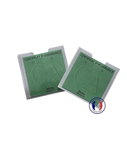BEFORBIO ® - 2 Pochettes Porte Vignette d'assurance autocollante Haute qualité en PVC Transparente. Fabriquées en France. Entreprise française